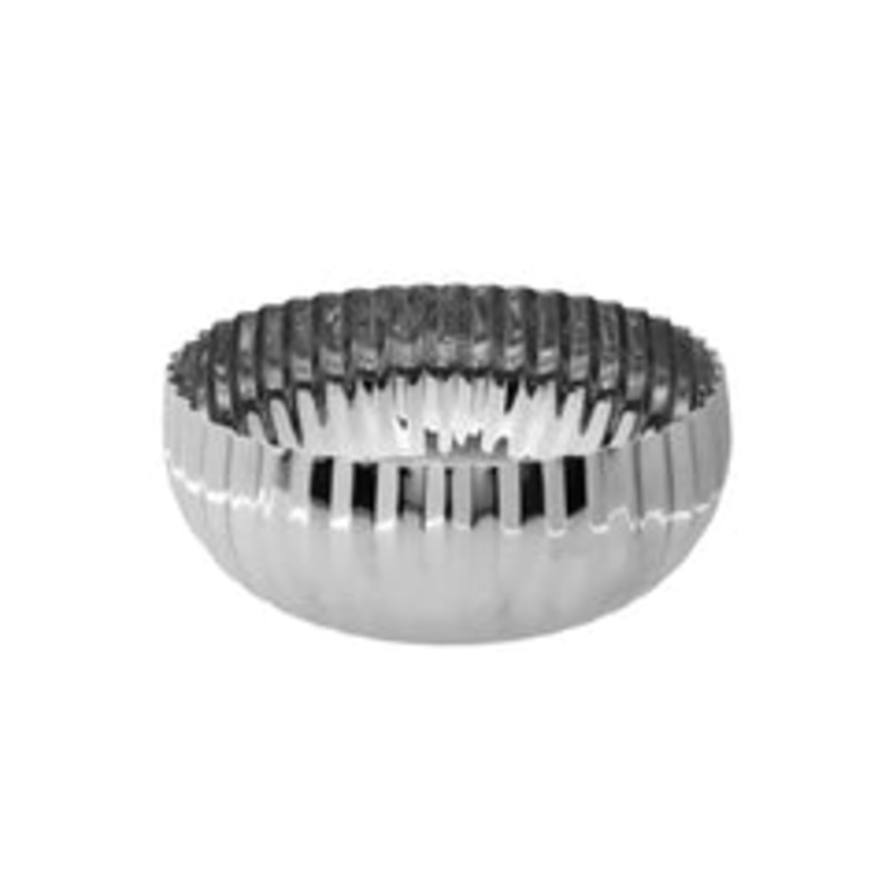 Classic Touch Dcor Stainless Steel Round Bowl,Ruffle Design
