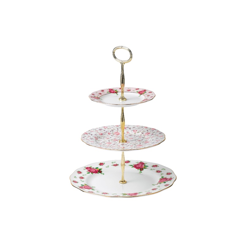 Royal Albert New Country Roses White 3 Tier Cake Stand