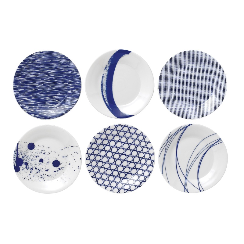 Royal Doulton 1815 Pacific Plate 6.3 Inch Blue Mixed Patterns, Set of 6