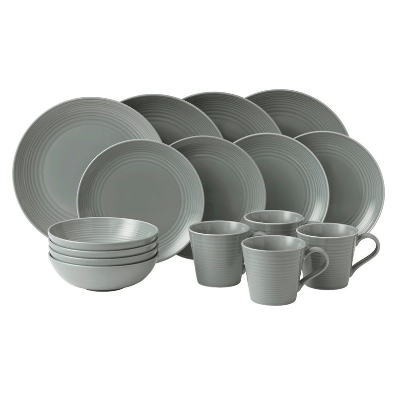 Royal Doulton Gordon Ramsay Maze Dinnerware Set Dark Grey, 16 Piece Set