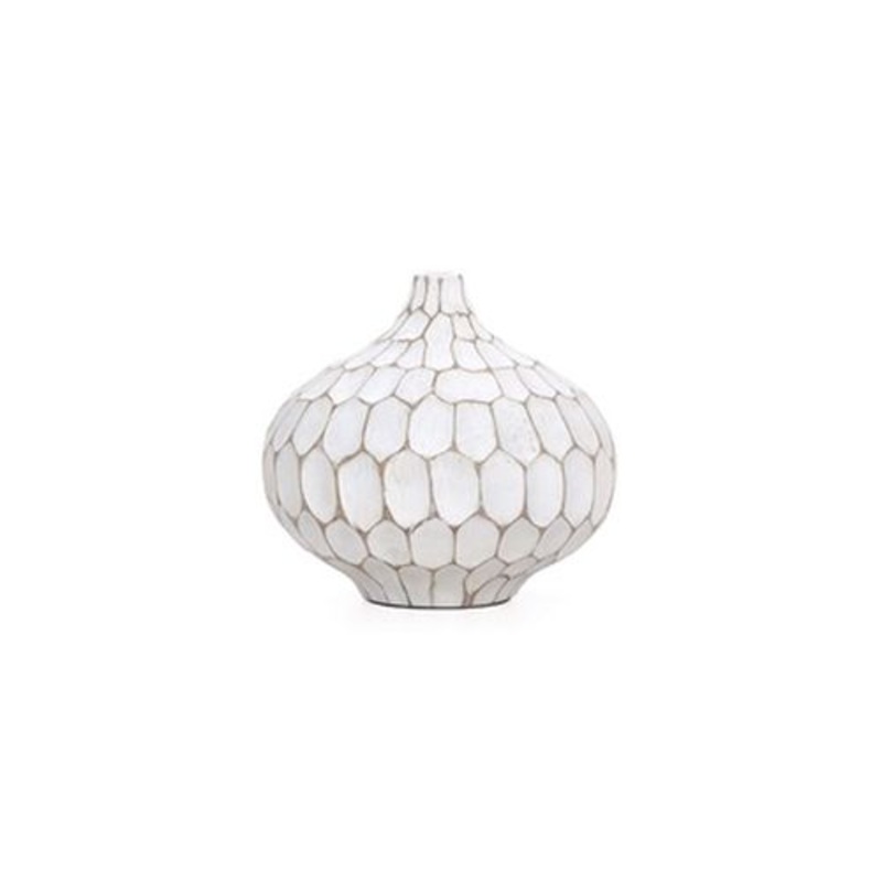 Torre & Tagus Carved Divot Resin Bubble Vase, White, 9.