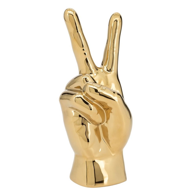 Torre & Tagus Gesture Hand 10H Gold Ceramic Decor Sculpture – Peace