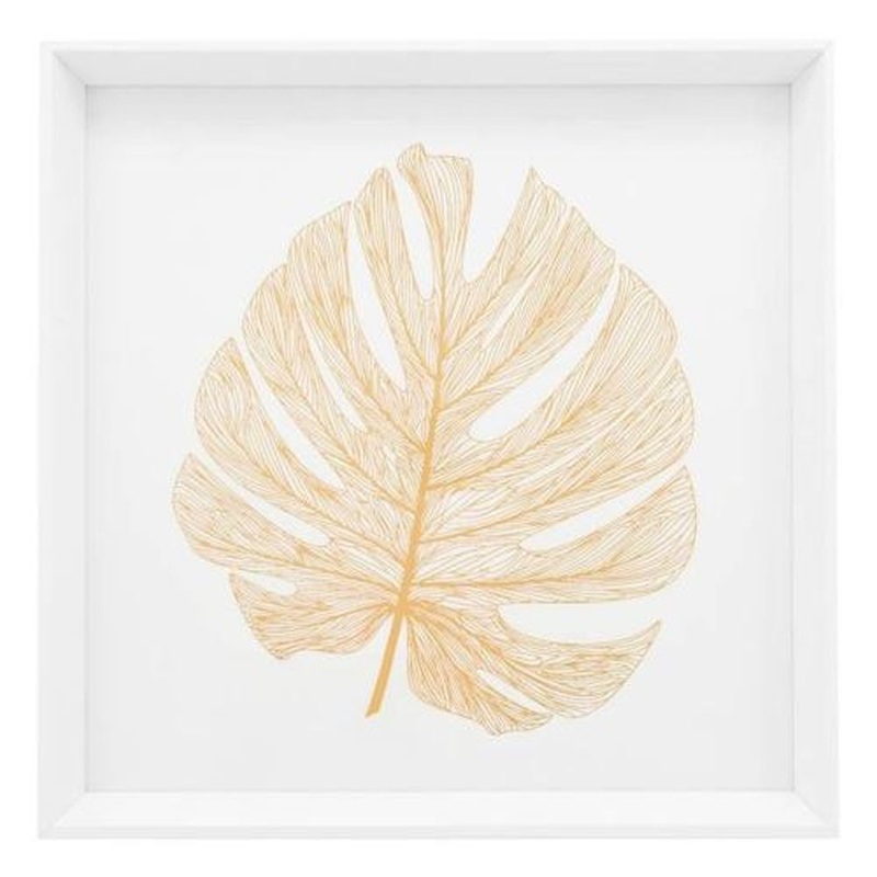 Torre & Tagus Gold Monstera Leaf Framed Canvas Print, Glass, 16.5 – Gold