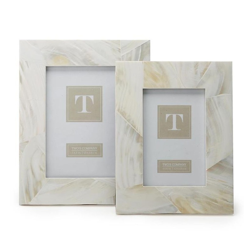 Two’s Company Ocean Sand Mother of Pearl Set of 2 Photo Frames