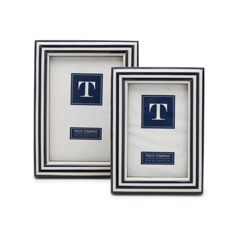 Two’s Company Set of 2 Nautical Stripe Photo Frames 4 X 6 and 5 X 7