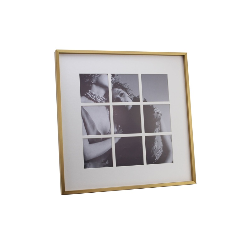 Addison Ross 4×4 9 Aperture Brushed Gold Aluminum Picture Frame