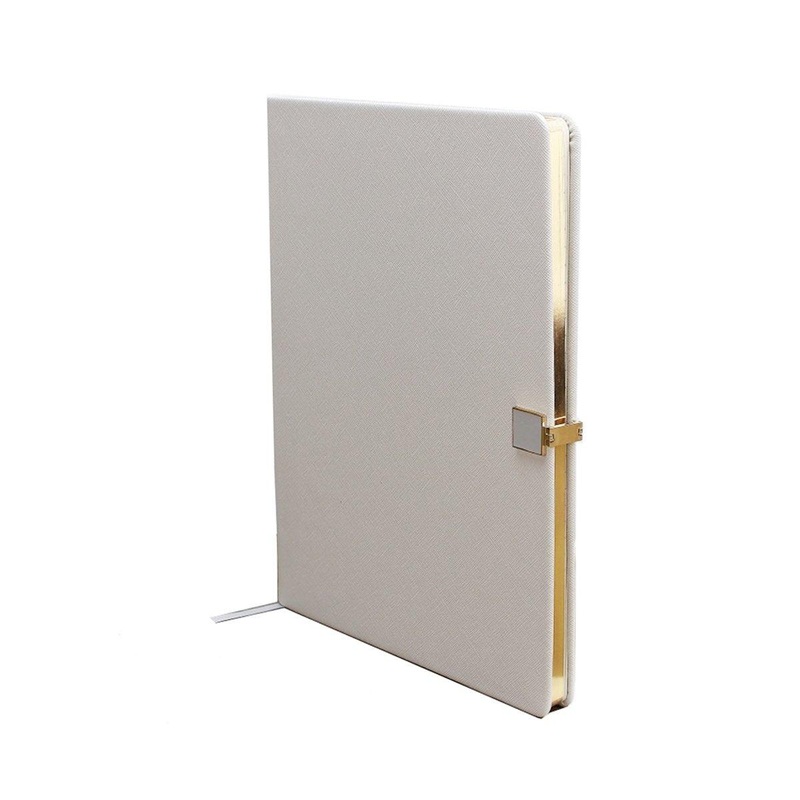 Addison Ross Grey and Gold A5 Leather Notebook