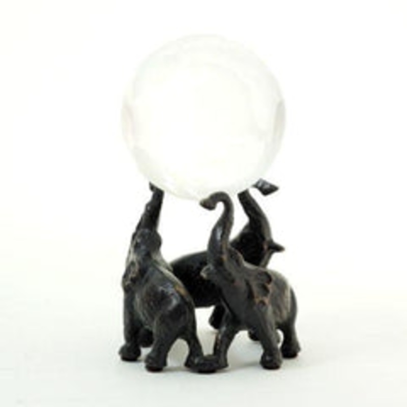 Bey Berk Cast Metal Elephant Ball Holder With Patina Finish