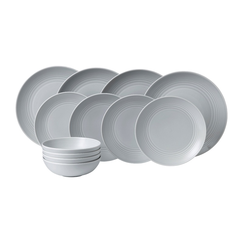 Royal Doulton Gordon Ramsay Maze Dinnerware Set Light Grey, 12 Piece Set