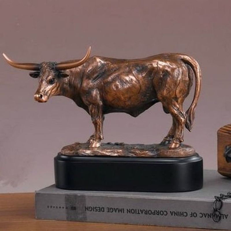 Treasure of Nature Texas Longhorn Figurine, Bronze Plated Resin, 7 x 10