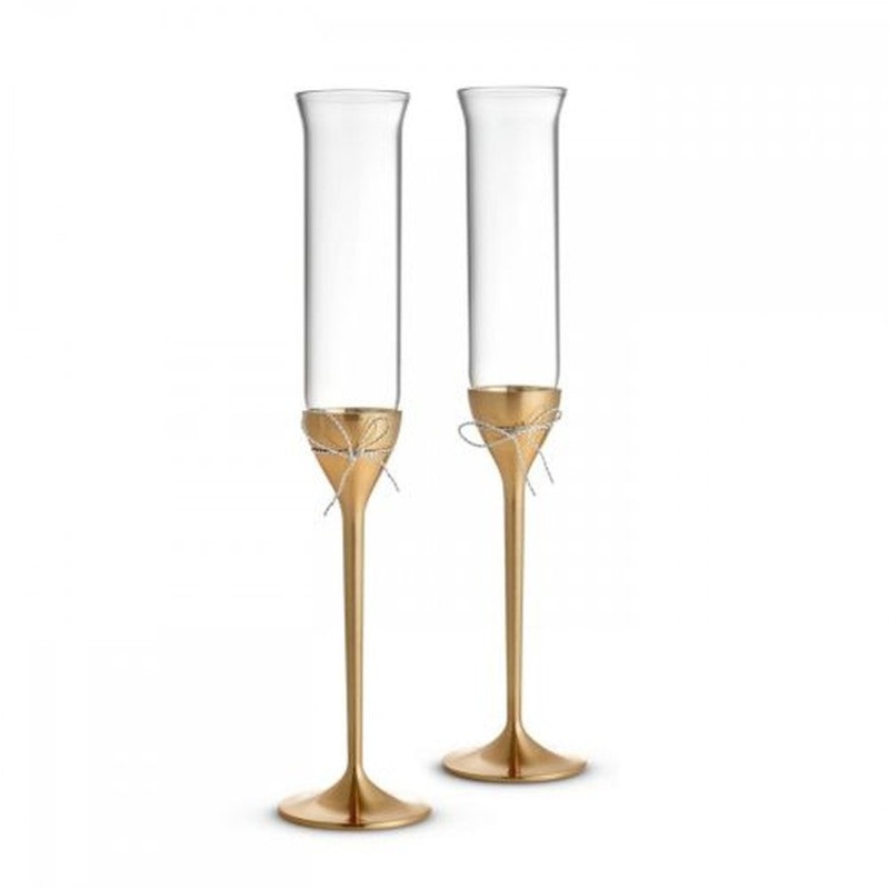 Wedgwood Vera Wang Love Knots Gold Toasting Flute Pair