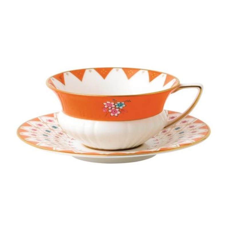 Wedgwood Wonderlust Peony Diamond Teacup & Saucer 6floz