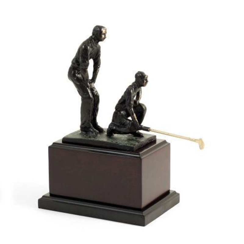 10 Double Golfers With Bronzed Finish On Wood Base