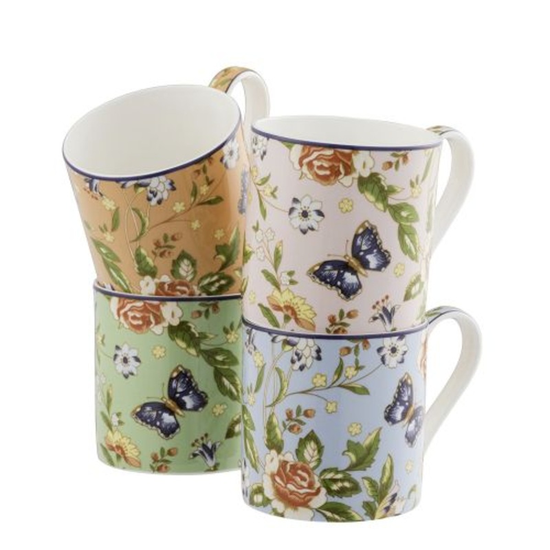 Ansley Cottage Garden Windsor Mugs, Set of 4, China