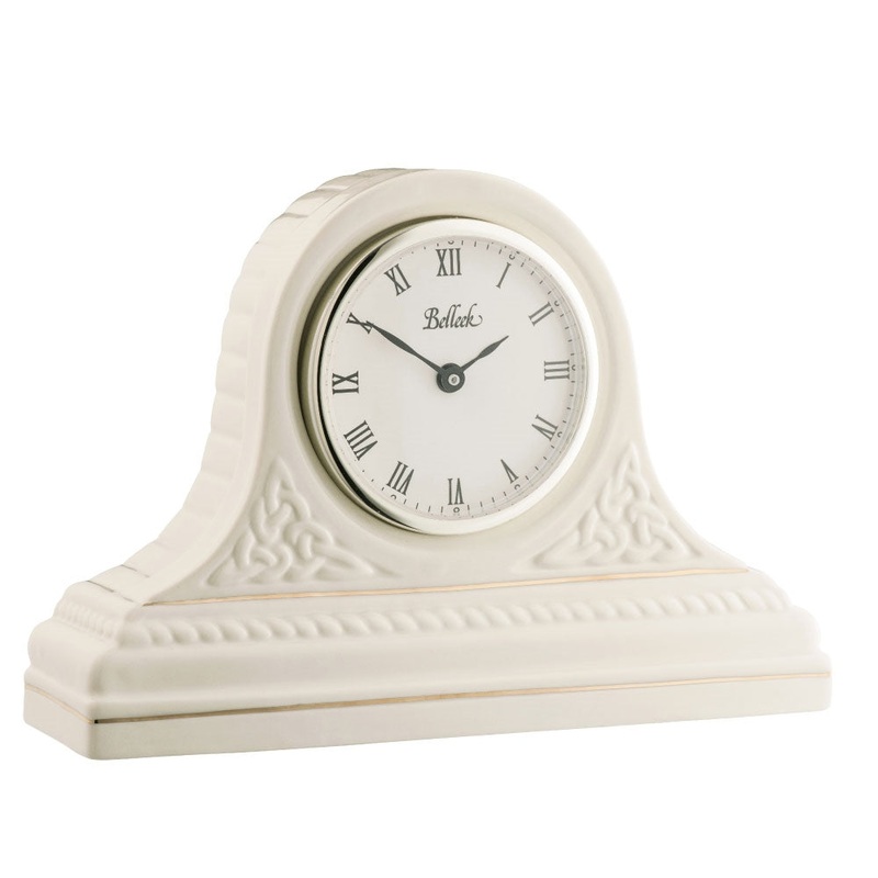 Belleek Celtic Mantle Clock, Porcelain