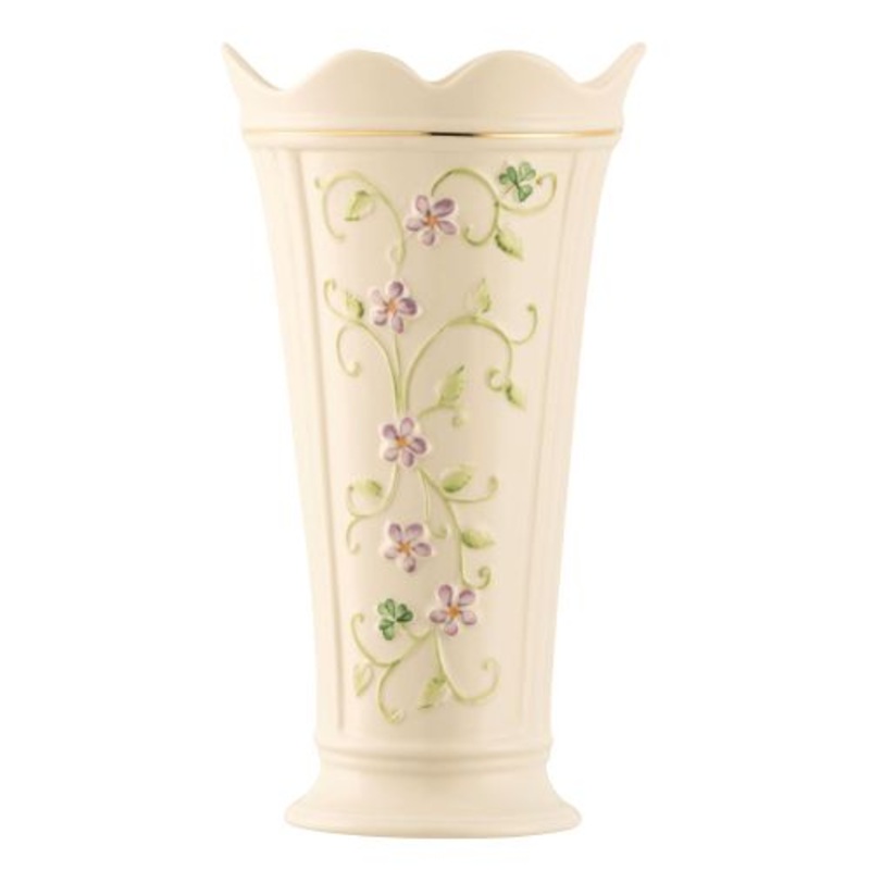 Belleek Irish Flax 9.5 Vase, Porcelain