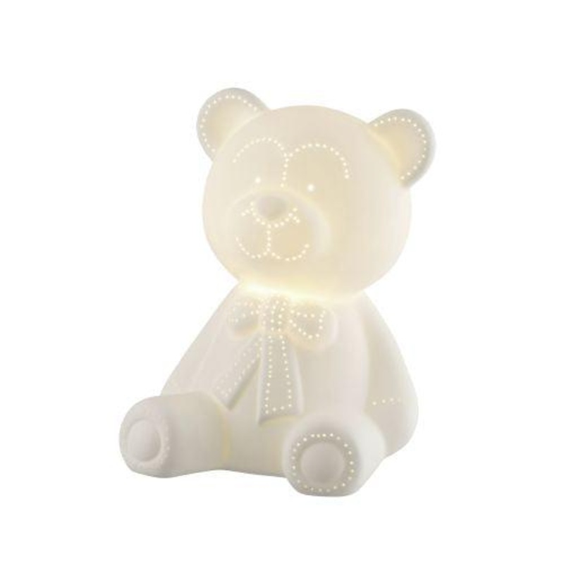 Belleek Teddy Bear Luminaire, White, China, 12 x 10 x 10