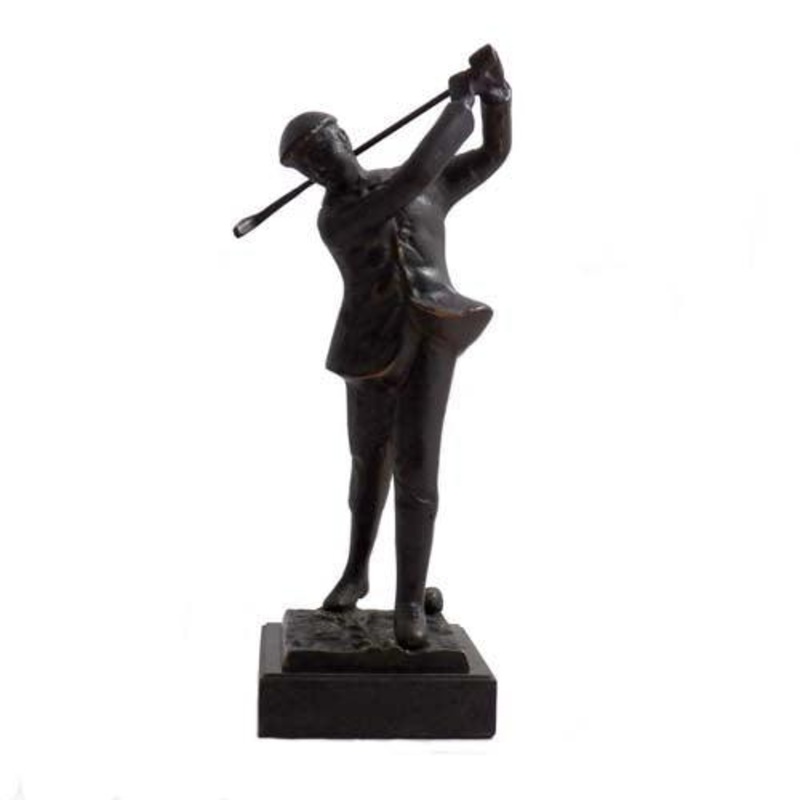 Bey Berk 12 Bronzed Metal Golfer On Marble Base