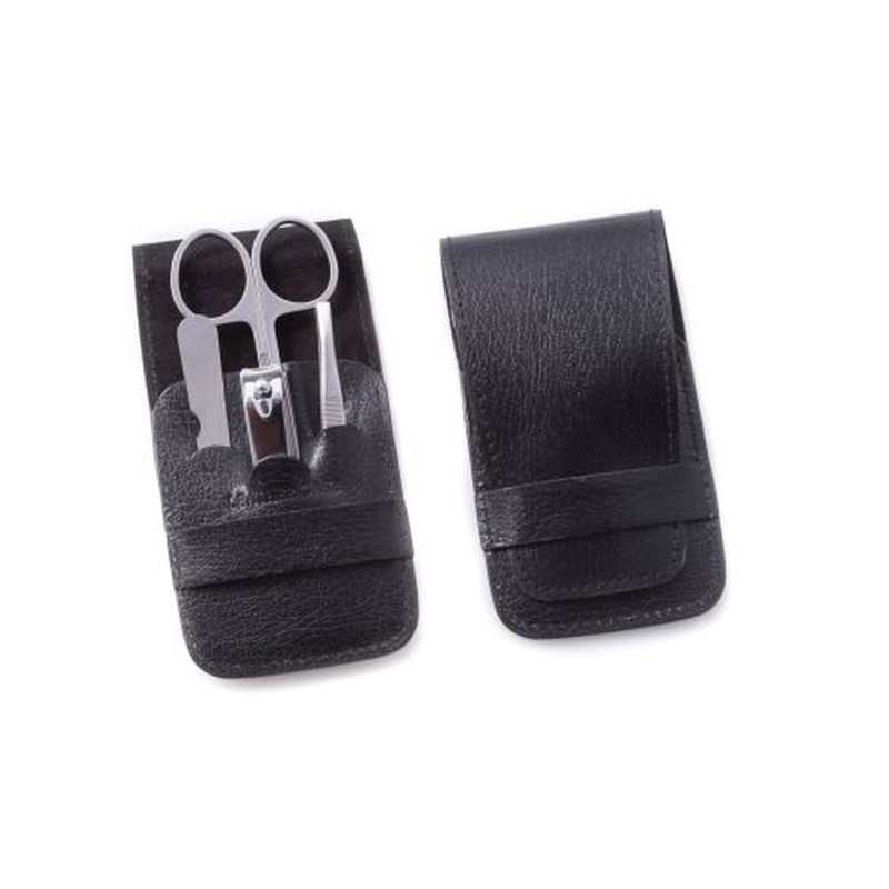 Bey Berk 4 Pieces Travel Manicure Set, Black Leather Case