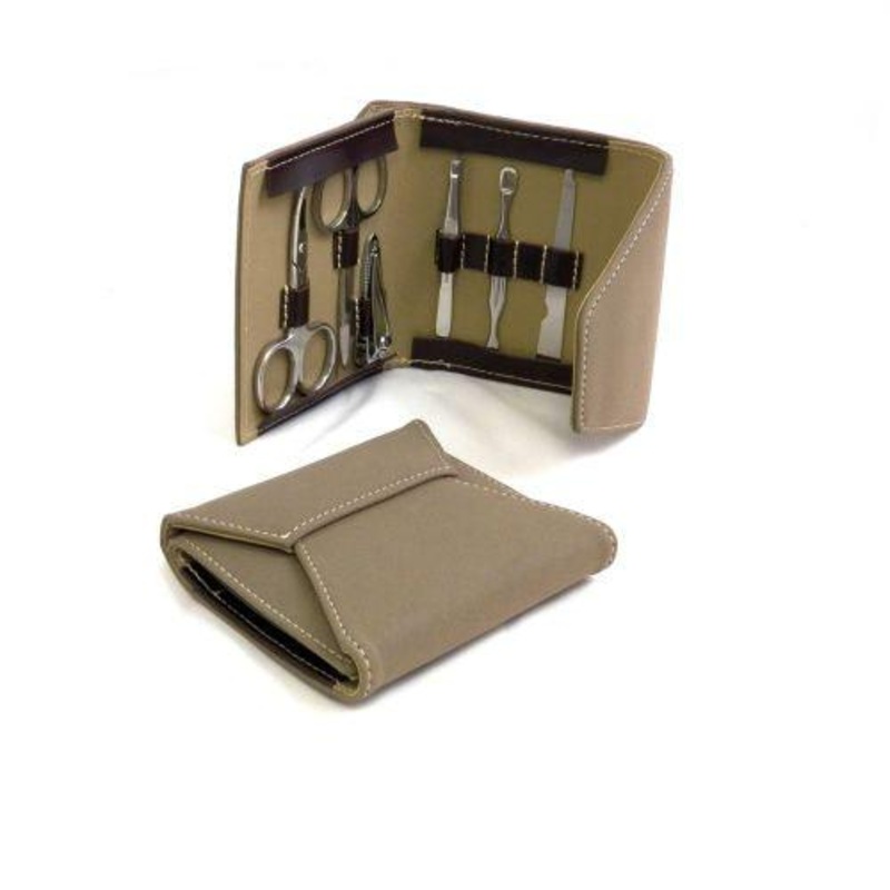 Bey Berk 6 Piece Manicure Set In Ultra Suede Case