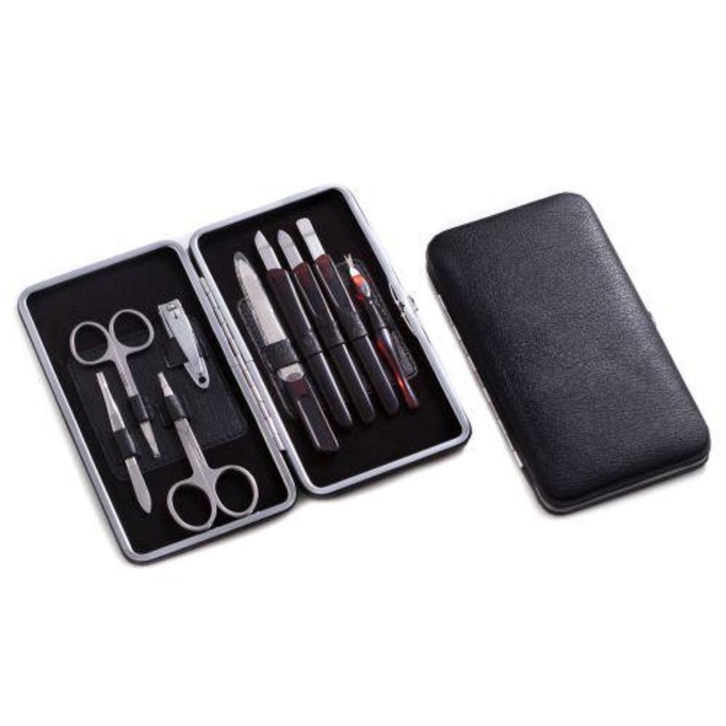 Bey Berk 9 Pieces Manicure Set In Black Leather Case