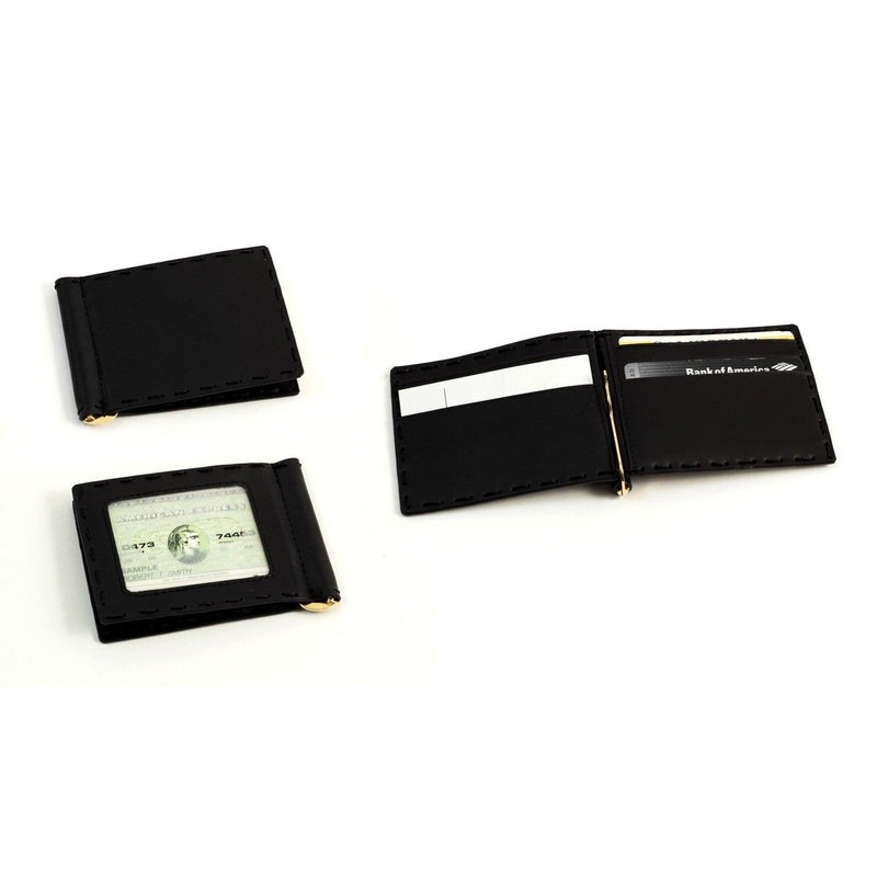 Bey Berk Black Leather Wallet With Money Clip And Id Window