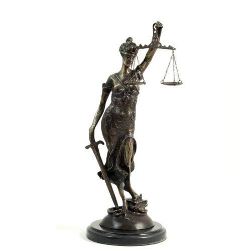 Bey Berk Bronze Lady Justice Sculpture On A Marble Base