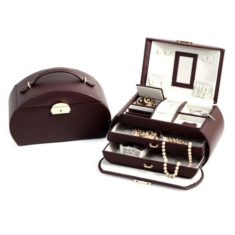 Bey Berk Brown Leather 3 Level Jewelry Box
