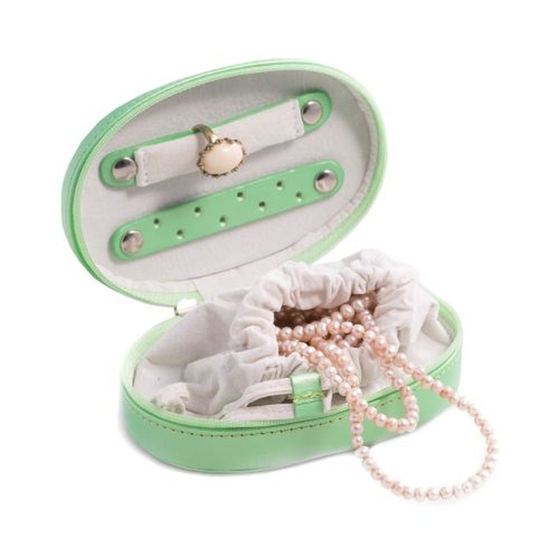 Bey Berk Green Leatherette Multi Compartment Jewelry Case