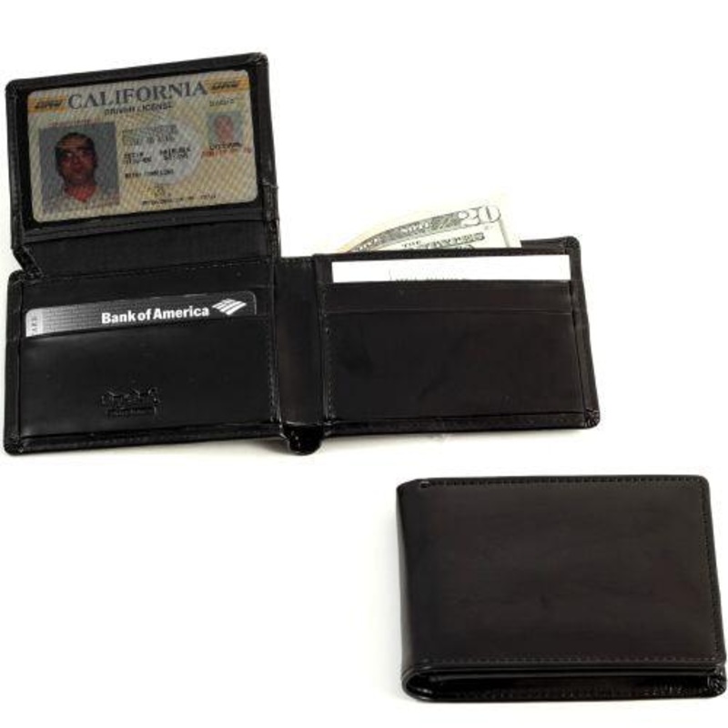 Bi-Fold Black Leather Wallet With Flip Out Id Window