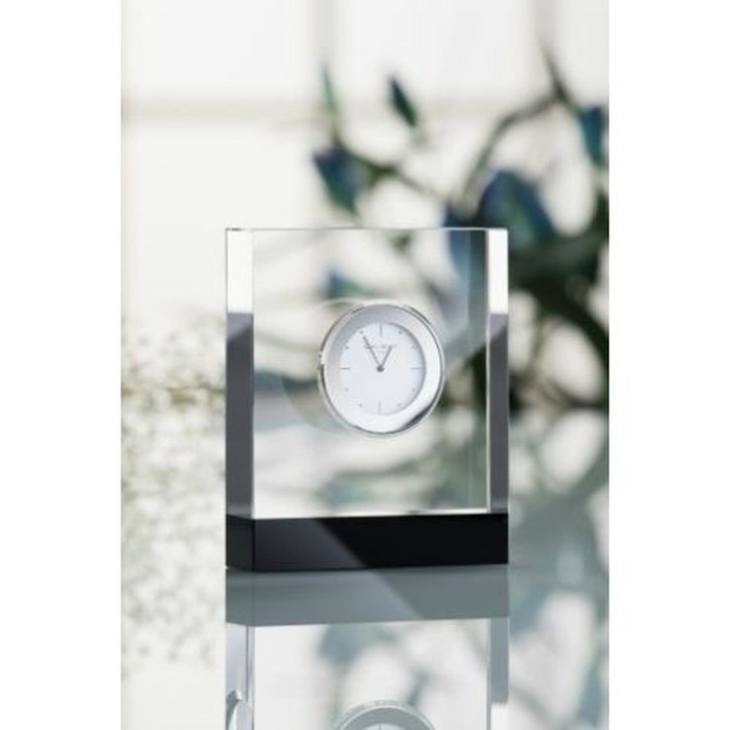 Galway Deco Rectangular Clock, Clear, Crystal, 10 x 4 x 10