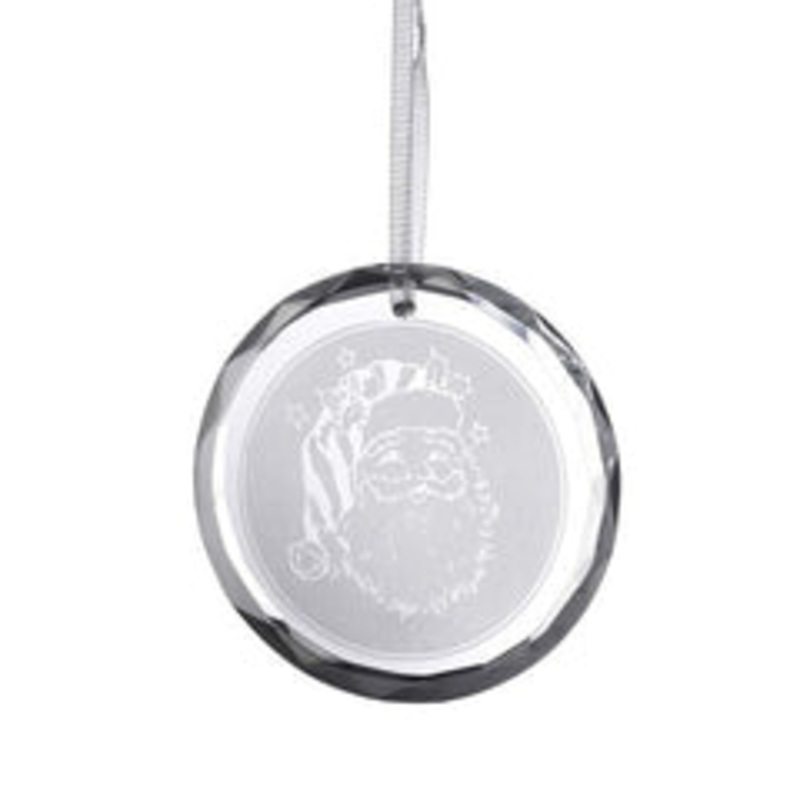 Galway Santa Round Ornament, Clear, Crystal, 0.2 x 3
