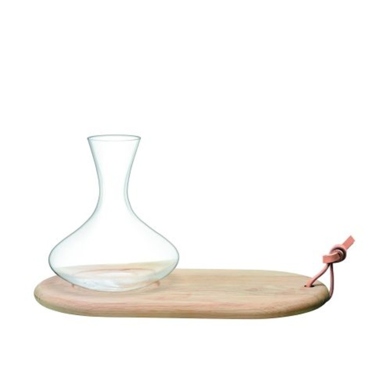 LSA International Wine Oak Cheese Board & Wine Carafe, Clear