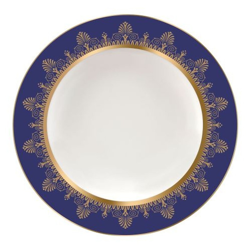 Wedgwood Anthemion Blue Rim Soup Plate 9