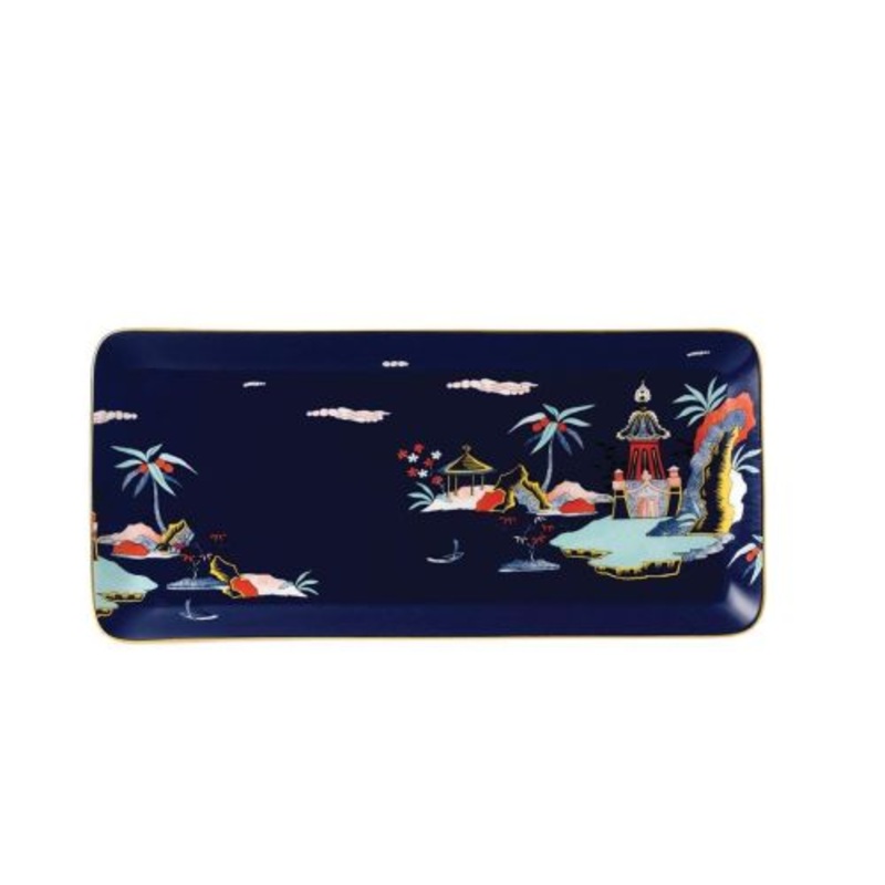 Wedgwood Wonderlust Blue Pagoda Rectangular Tray 13.3 Inch
