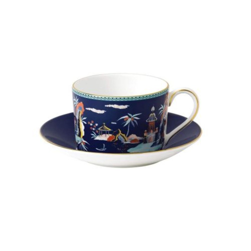 Wedgwood Wonderlust Blue Pagoda Teacup & Saucer 6.2oz