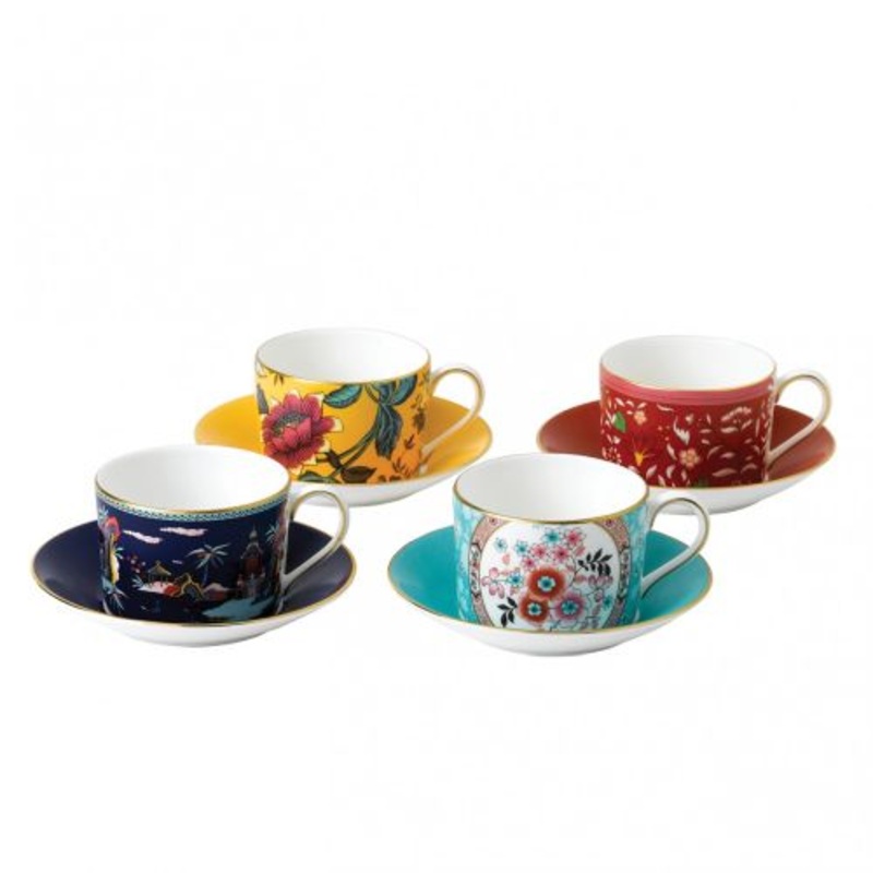 Wedgwood Wonderlust Teacup & Saucer 5floz, Set of 4