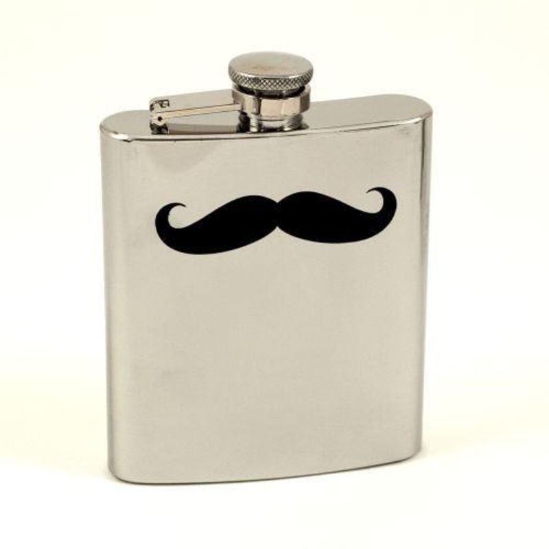 7 Oz. Stainless Steel Mirror Finish Moustache Flask