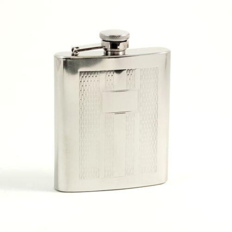 7 Oz. Stainless Steel Mirror Finish Weave Design Flask