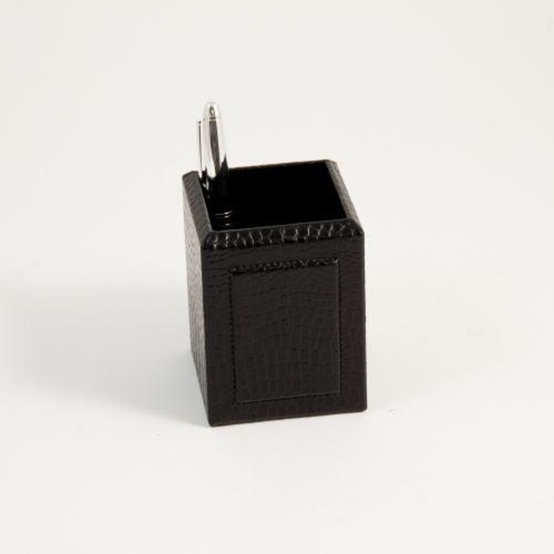 Bey Berk Black Croco Leather Pen Cup