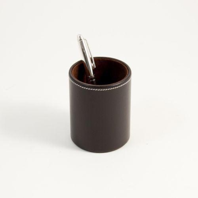 Bey Berk Coco Brown Leather Pen Cup