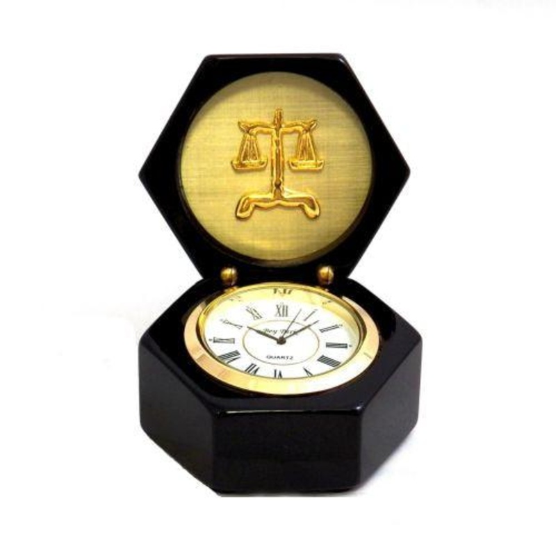 Bey Berk Legal, Lacquered Black Wood Quartz Clock In Box