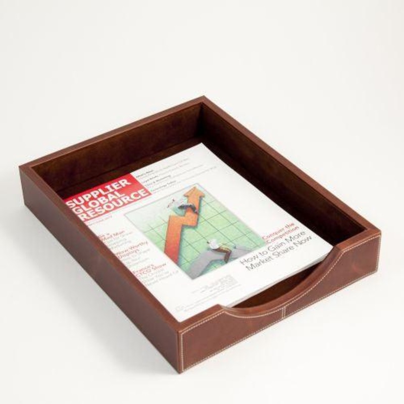 Bey Berk Oxford Brown Leather Letter Tray