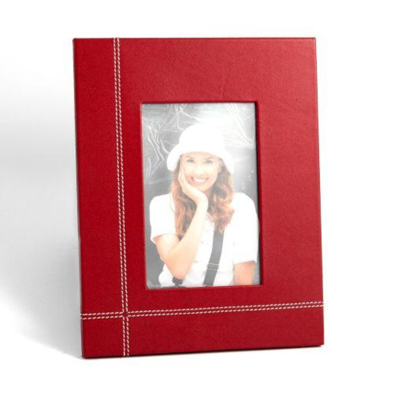 Bey Berk Red Leather 4X6 Picture Frame With Easel Back