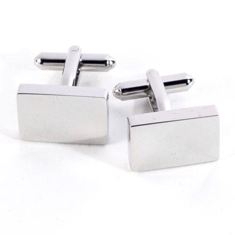 Bey Berk Rhodium Plated Rectangular Cufflinks