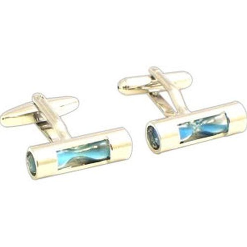 Bey Berk Rhodium Plated Sand Timer Design Cufflinks