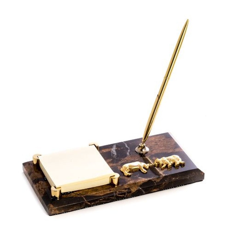 Bey Berk Stock Market, Tiger Eye Memo Pad Holder & Pen