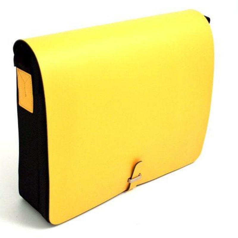Bey Berk Yellow Leather & Ballistic Nylon Shoulder Bag