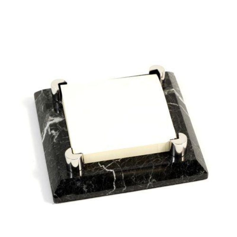 Black Zebra Marble With Chrome Plated Post-It Holder