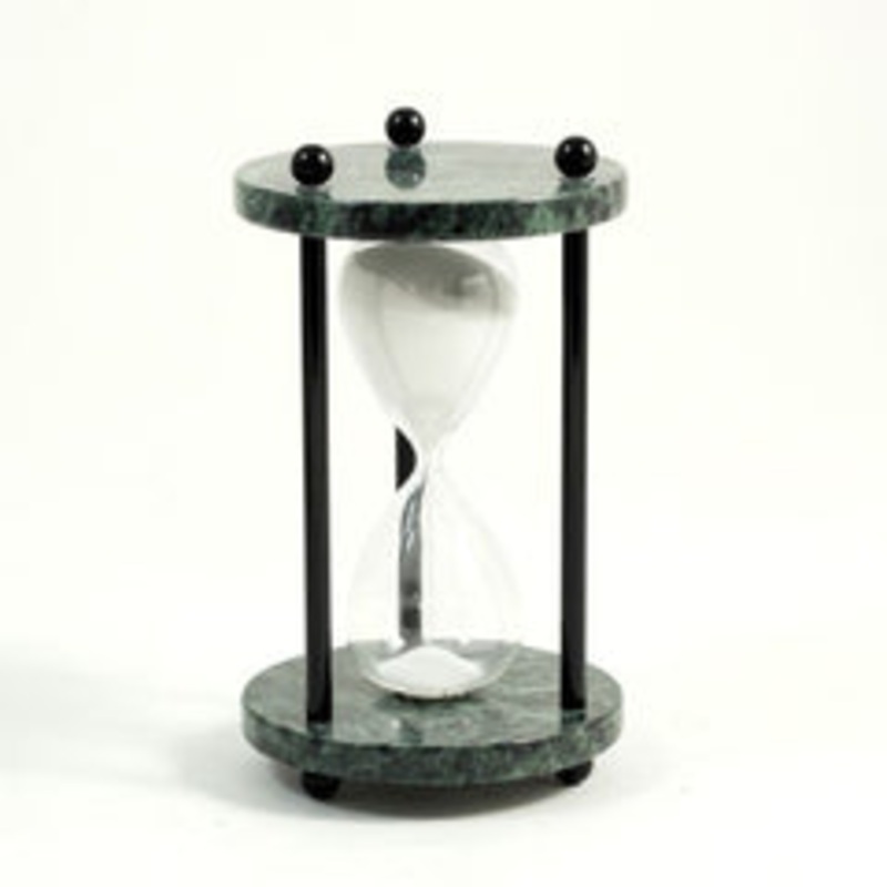 Green Marble 4 Minute Sand Timer- White Sand & Black Posts